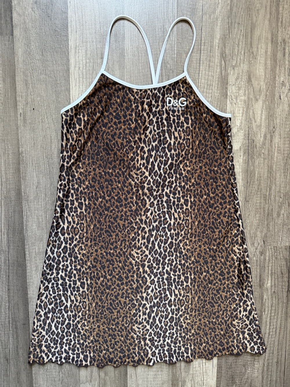 D&G Junior Leopard Print Slip Dress Brown and Black